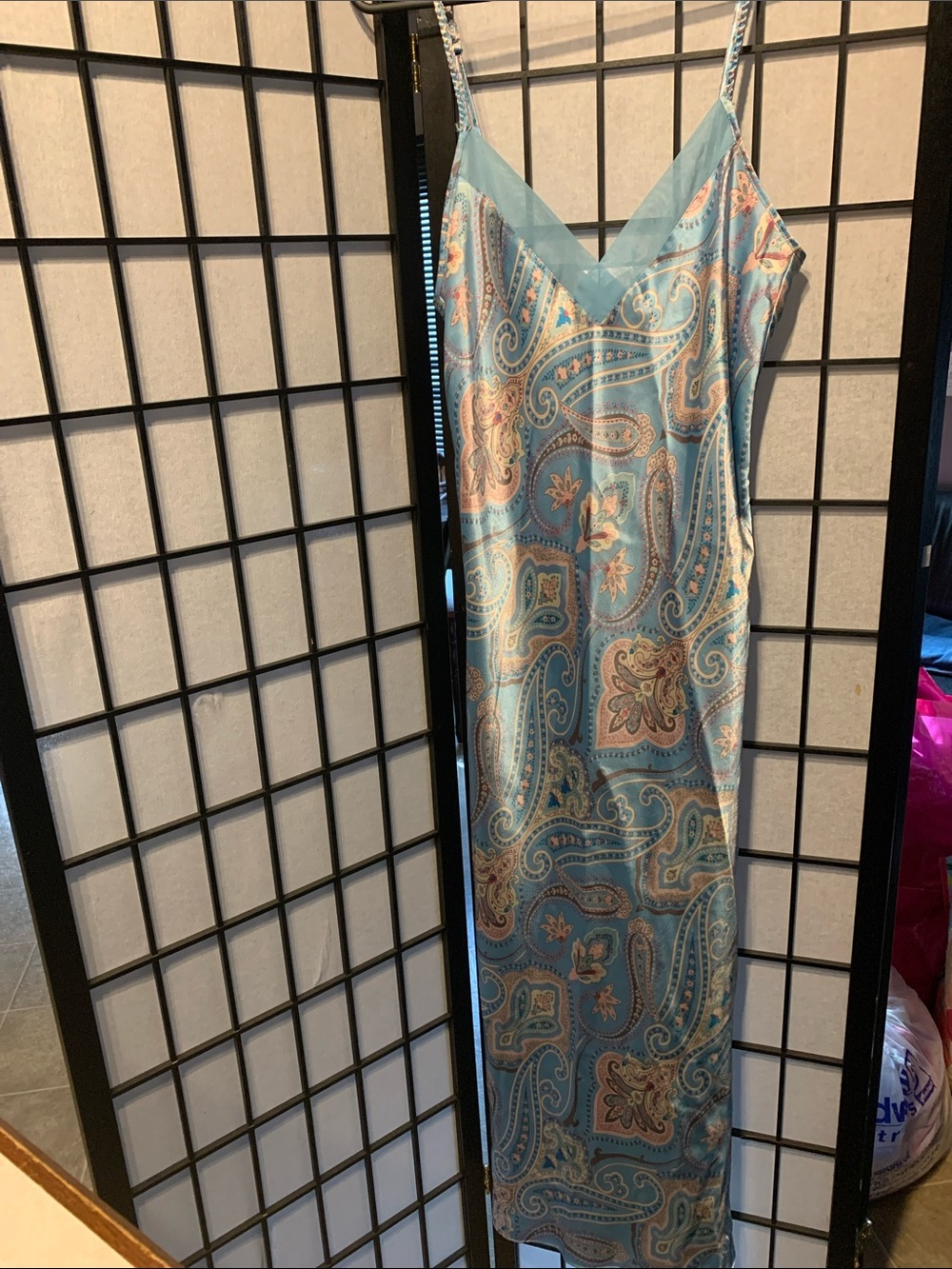 The Lingerie Collection Aqua floral sleeveless long gown Size M